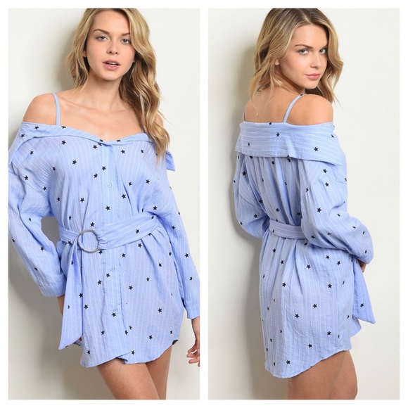 BLUE MINI DRESS WITH STAR PRINT - Picture 2 of 6